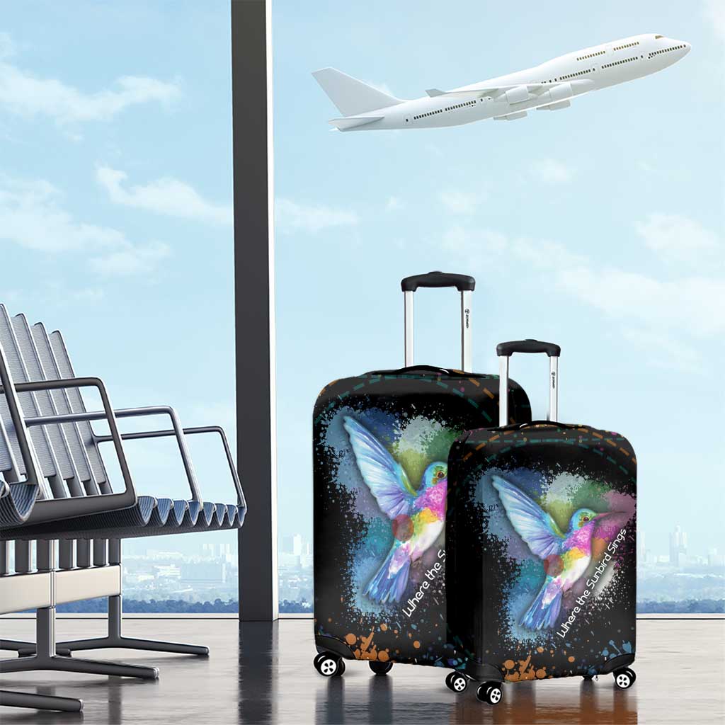 Where the Sunbird Sings Luggage Cover with Sao Tome and Principe Flag and Color Splash Art TS04