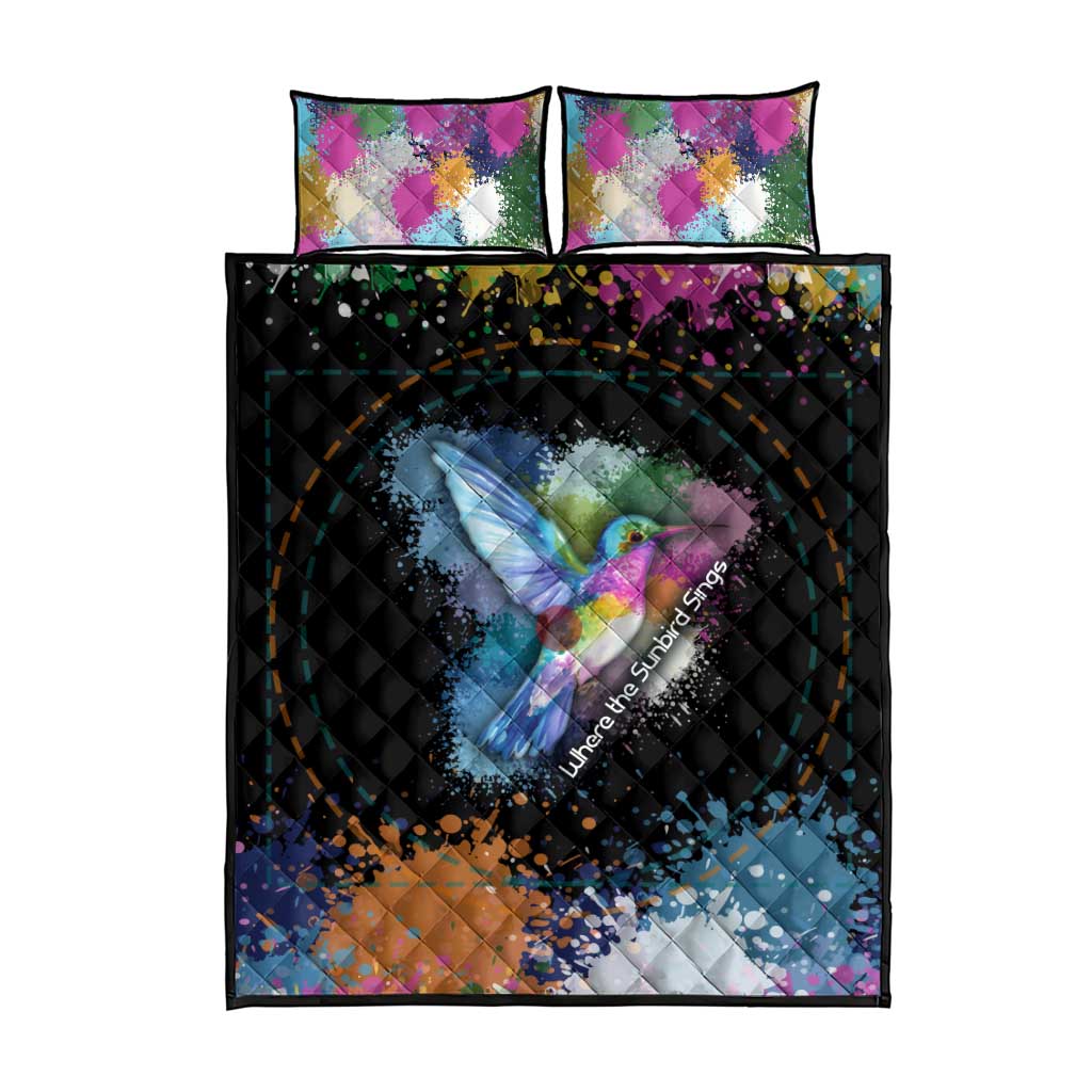 Where the Sunbird Sings Quilt Bed Set Sao Tome and Principe Flag - Color Splash Art TS04