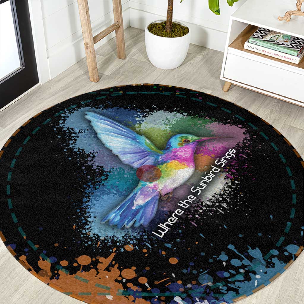 Where the Sunbird Sings Round Carpet Sao Tome and Principe Flag - Color Splash Art TS04
