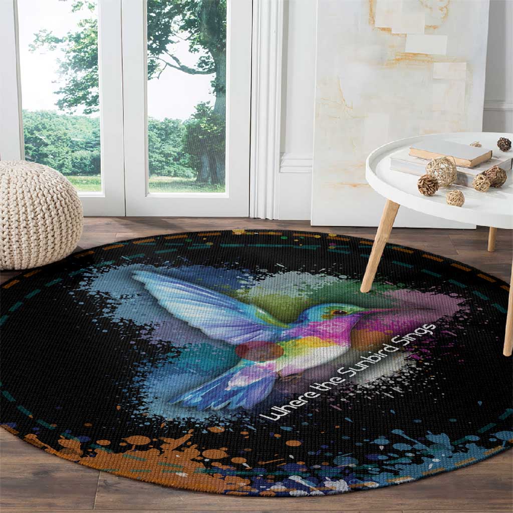 Where the Sunbird Sings Round Carpet Sao Tome and Principe Flag - Color Splash Art TS04
