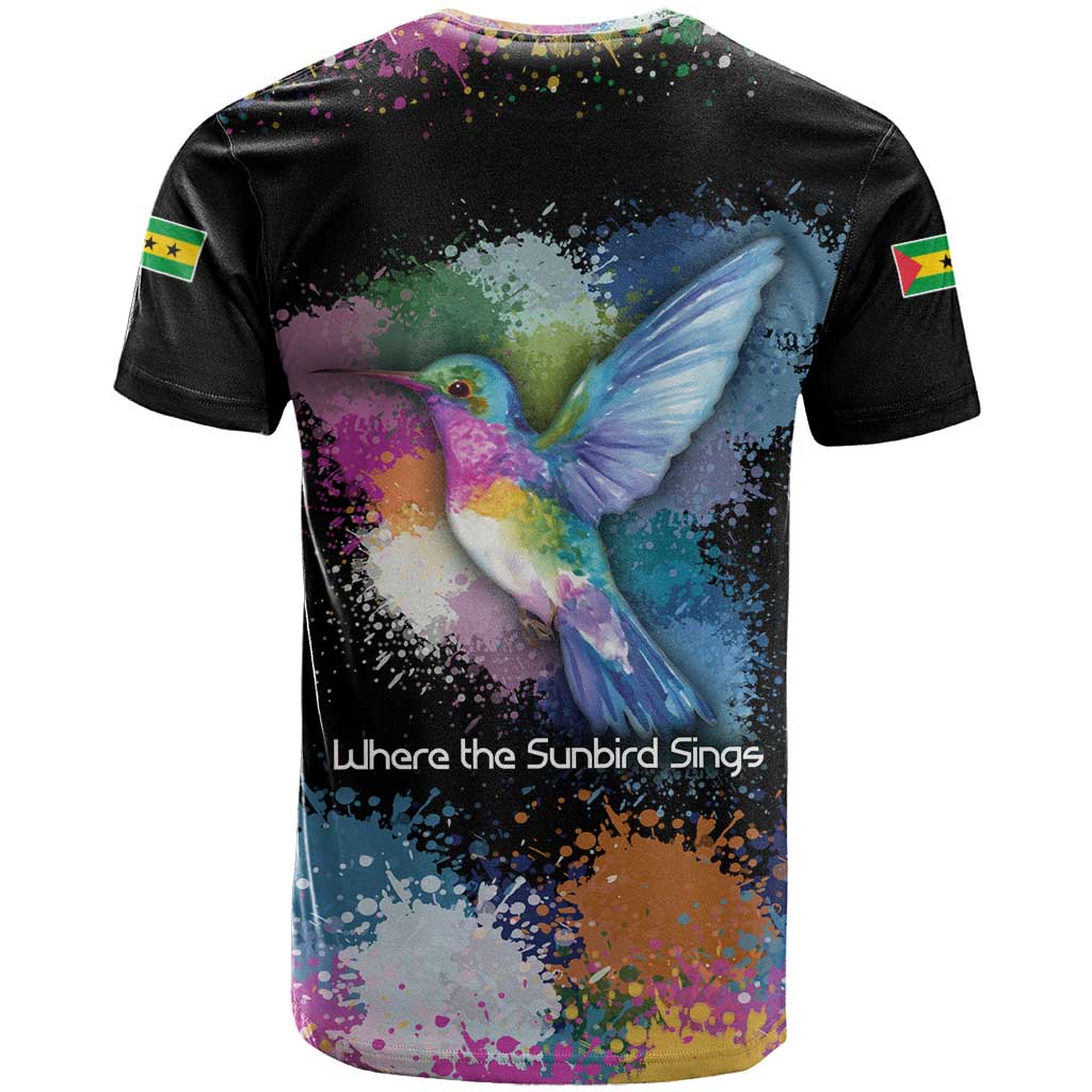 Where the Sunbird Sings T shirt Sao Tome and Principe Flag - Color Splash Art TS04
