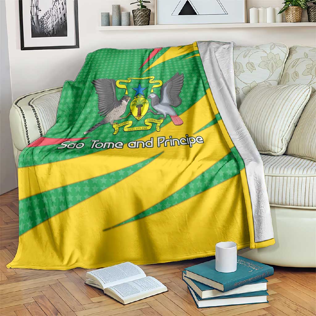 Sao Tome and Principe National Emblem Blanket Green Yellow Flag Pattern TS04