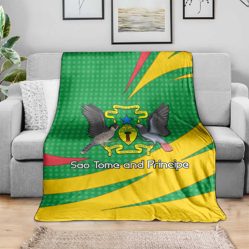 Sao Tome and Principe National Emblem Blanket Green Yellow Flag Pattern TS04