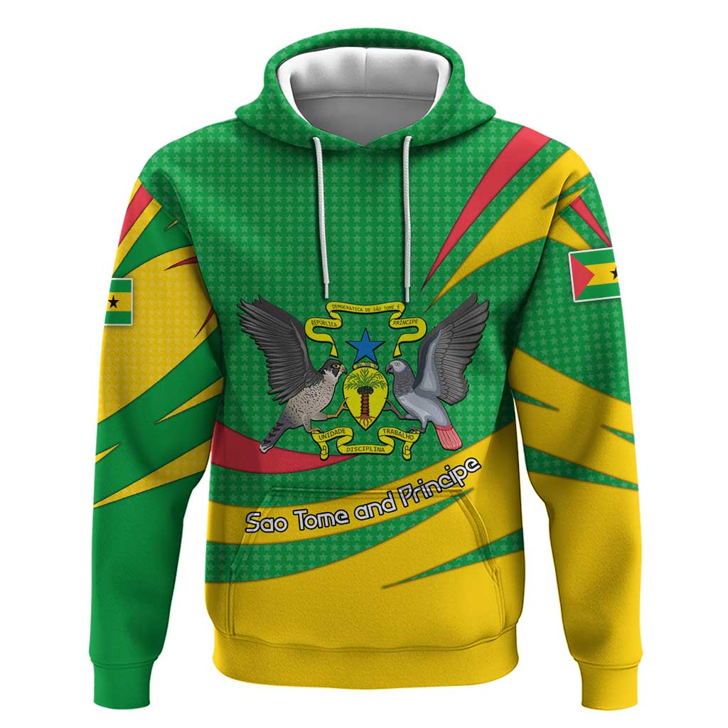 Sao Tome and Principe National Emblem Hoodie with Green Yellow Flag Pattern TS04