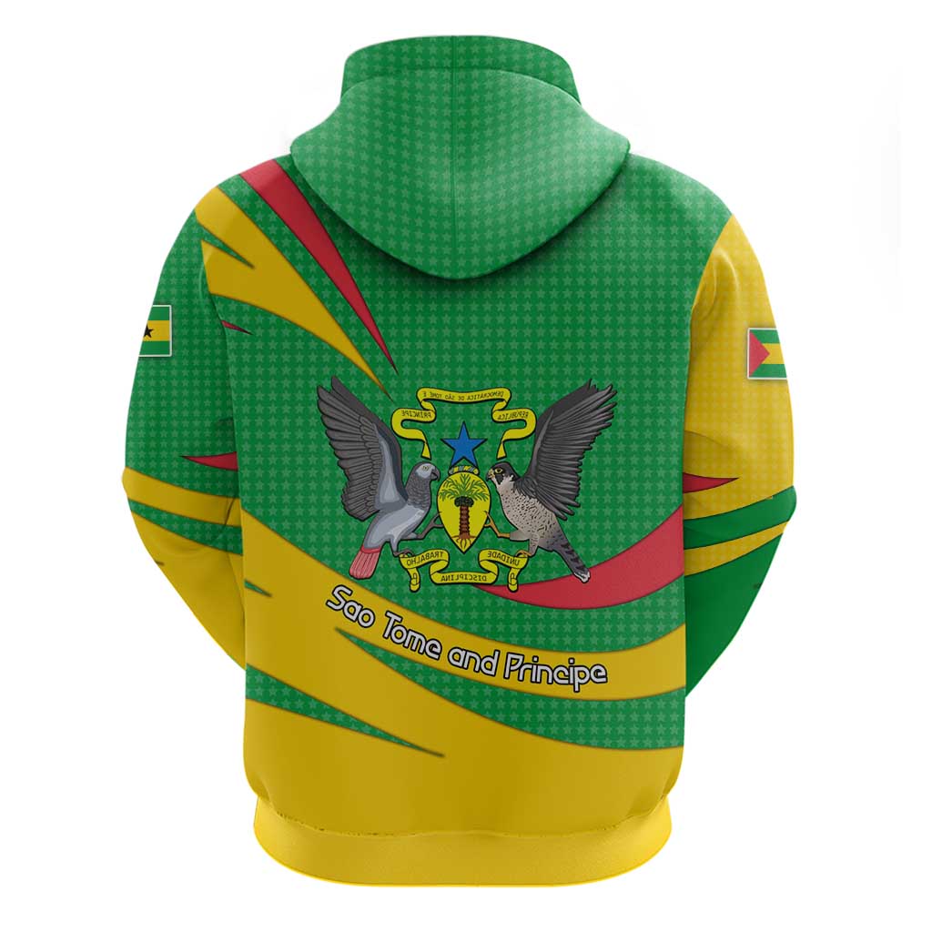 Sao Tome and Principe National Emblem Hoodie with Green Yellow Flag Pattern TS04