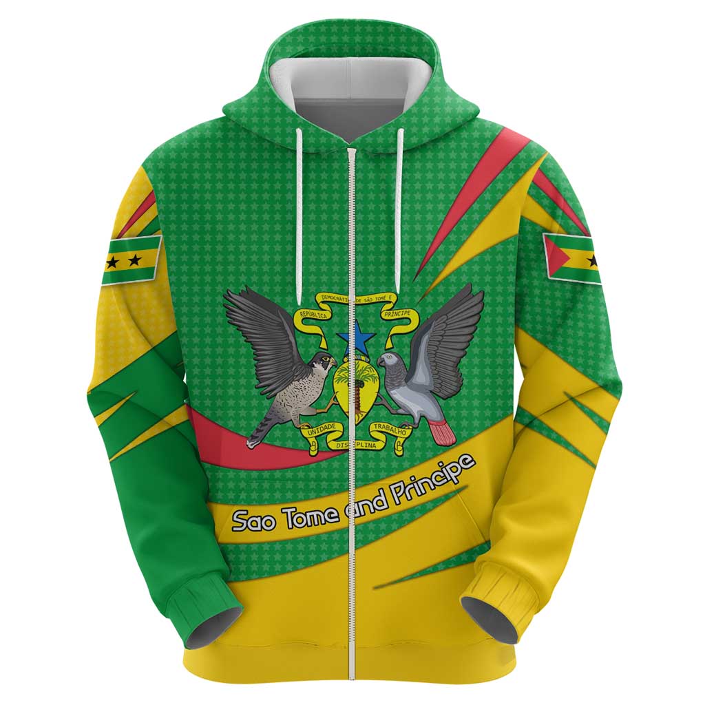Sao Tome and Principe National Emblem Hoodie with Green Yellow Flag Pattern TS04