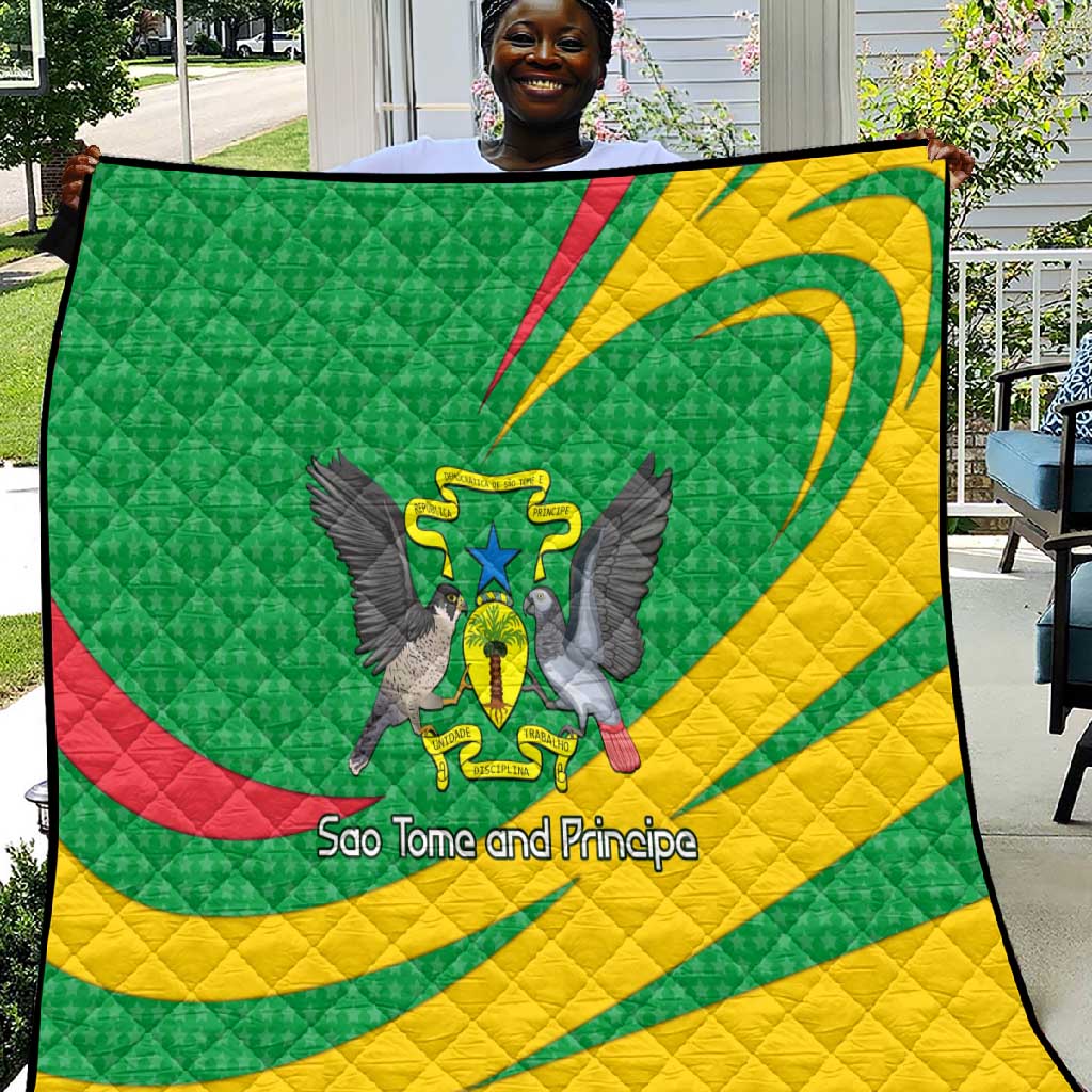 Sao Tome and Principe National Emblem Quilt Green Yellow Flag Pattern TS04