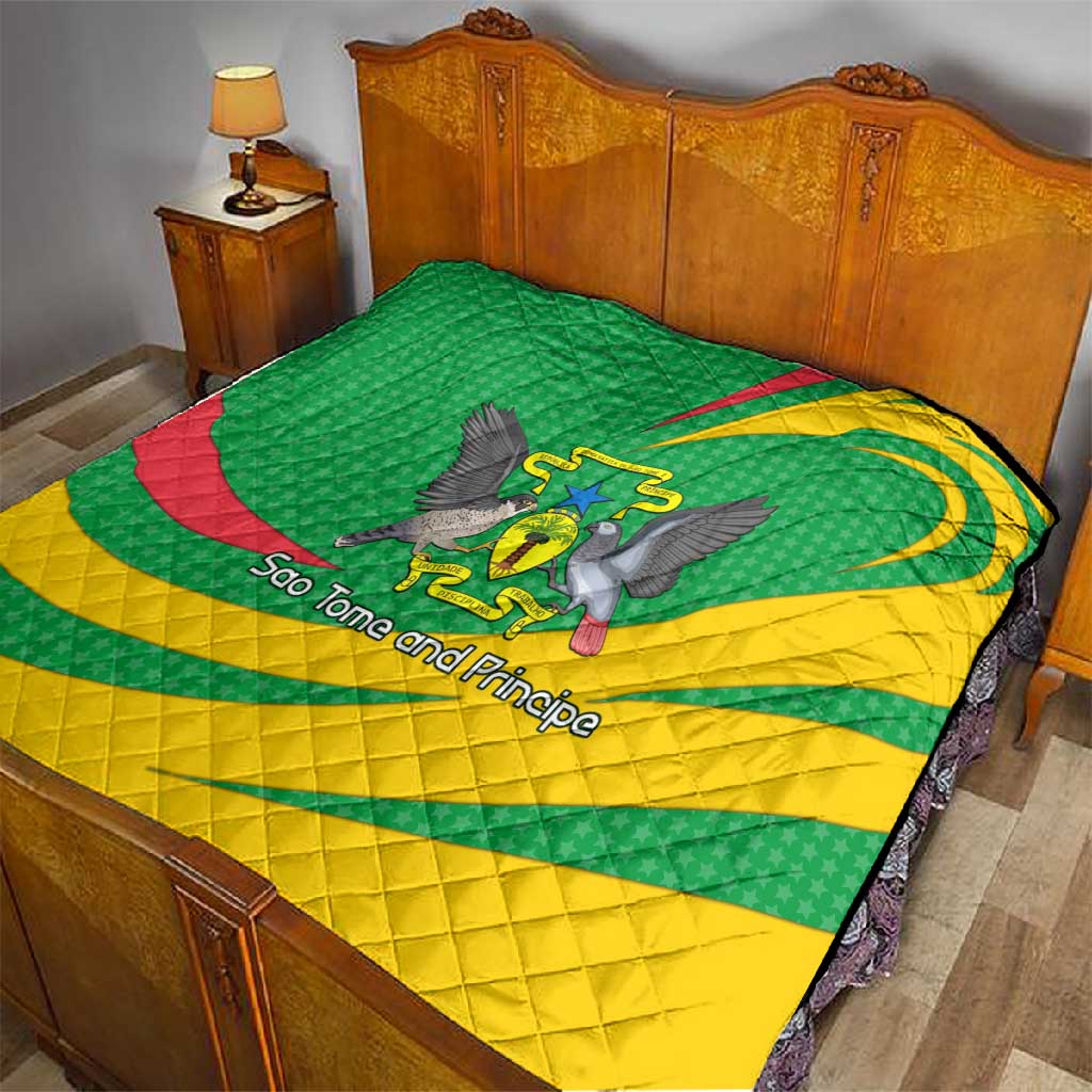 Sao Tome and Principe National Emblem Quilt Green Yellow Flag Pattern TS04