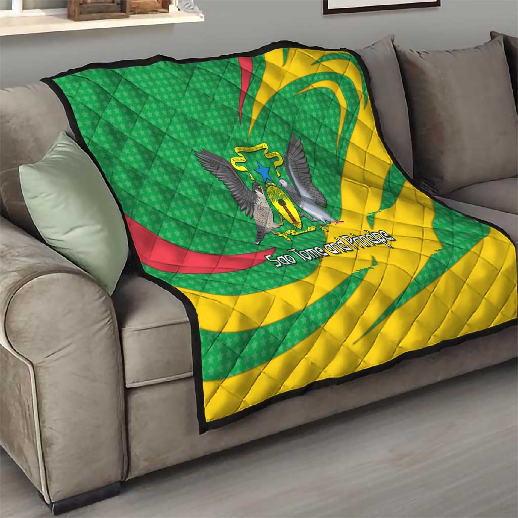 Sao Tome and Principe National Emblem Quilt Green Yellow Flag Pattern TS04