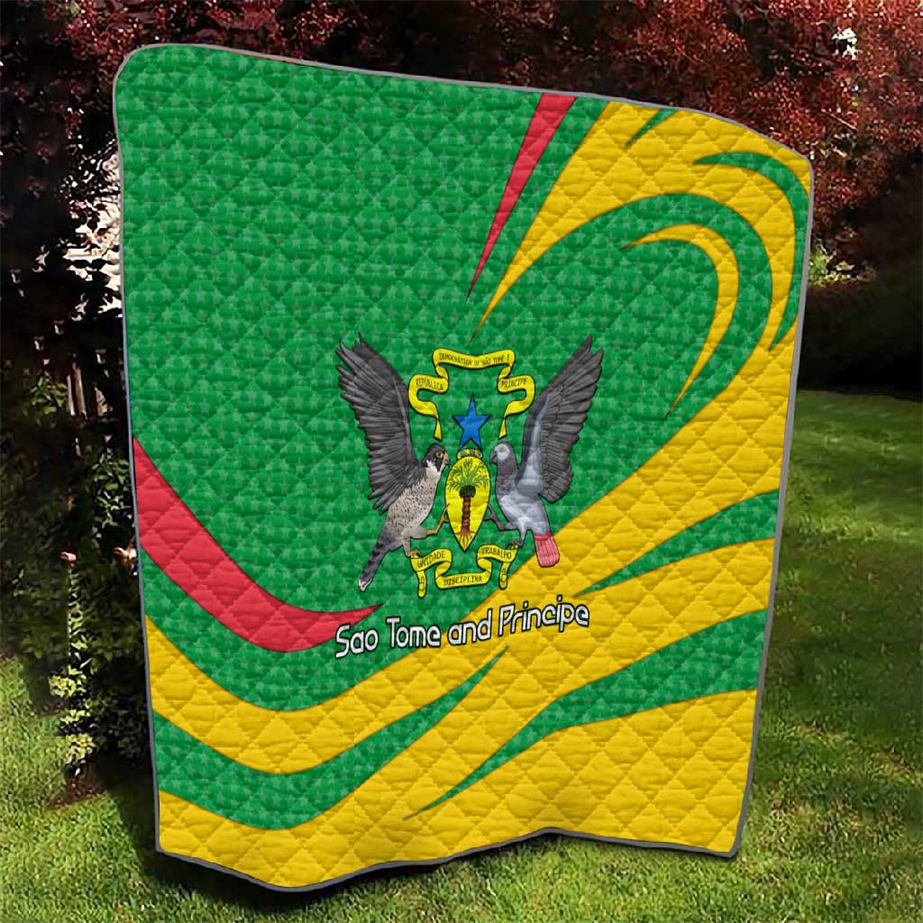 Sao Tome and Principe National Emblem Quilt Green Yellow Flag Pattern TS04