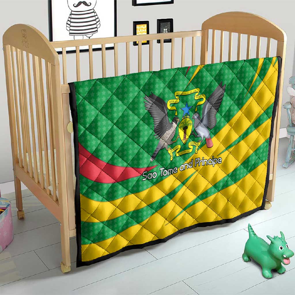 Sao Tome and Principe National Emblem Quilt Green Yellow Flag Pattern TS04