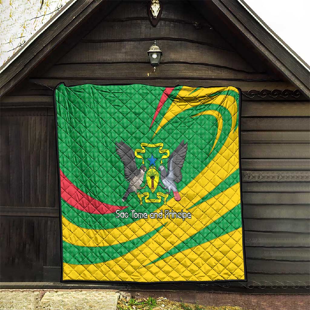 Sao Tome and Principe National Emblem Quilt Green Yellow Flag Pattern TS04