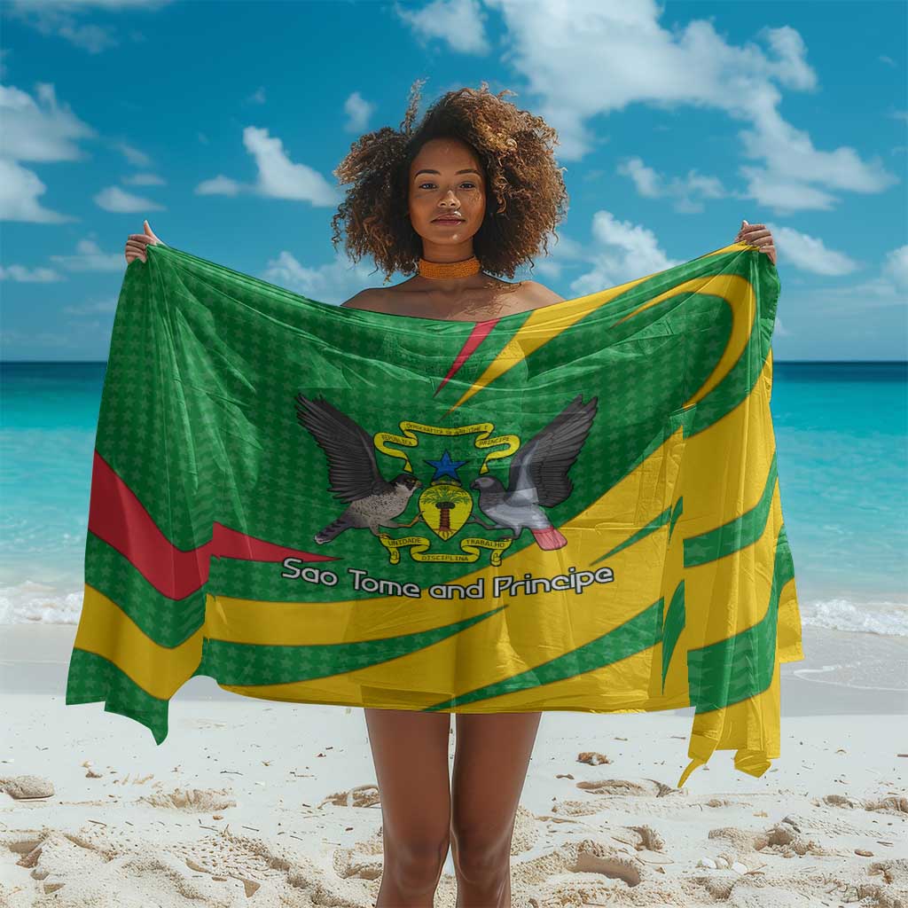 Sao Tome and Principe National Emblem Sarong Green Yellow Flag Pattern TS04