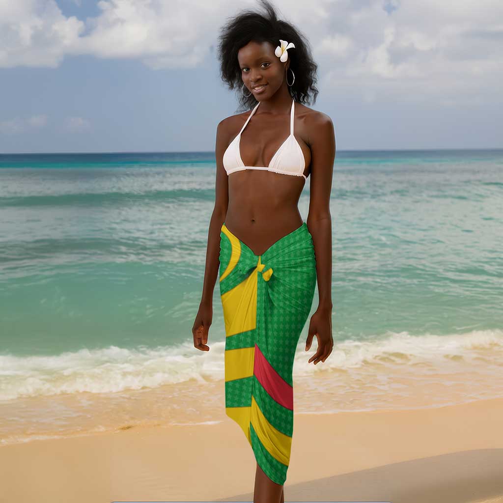 Sao Tome and Principe National Emblem Sarong Green Yellow Flag Pattern TS04