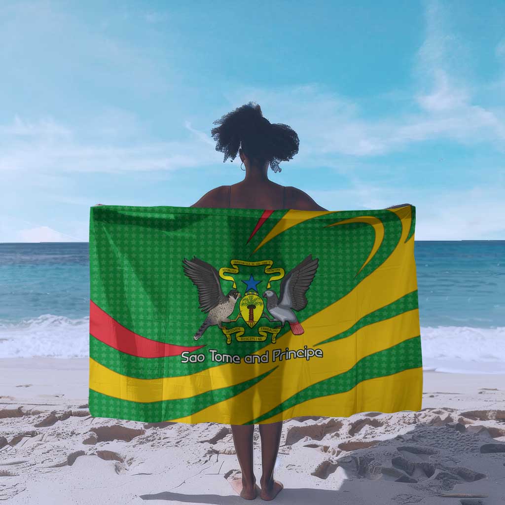 Sao Tome and Principe National Emblem Sarong Green Yellow Flag Pattern TS04