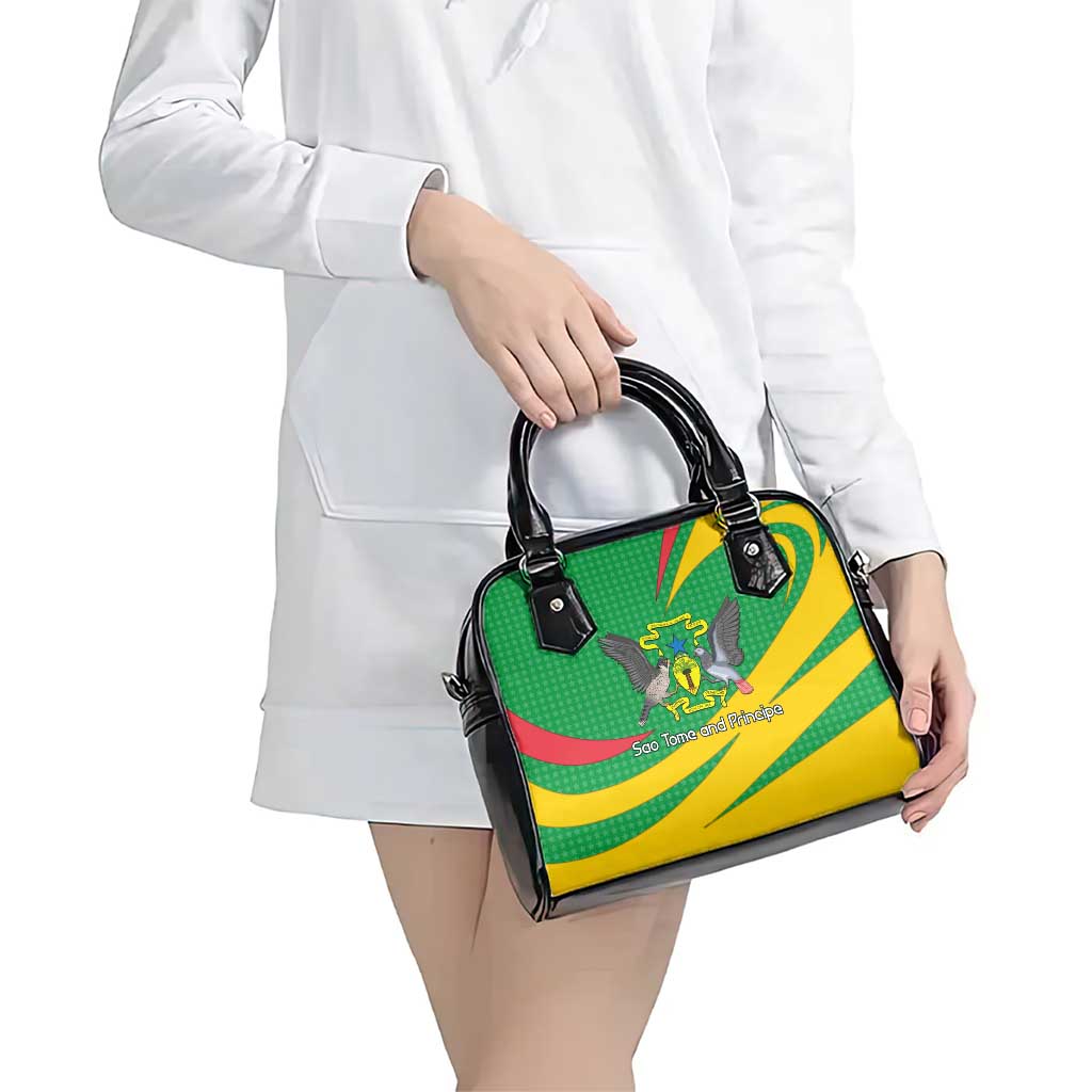 Sao Tome and Principe National Emblem Shoulder Handbag with Green Yellow Flag Pattern TS04
