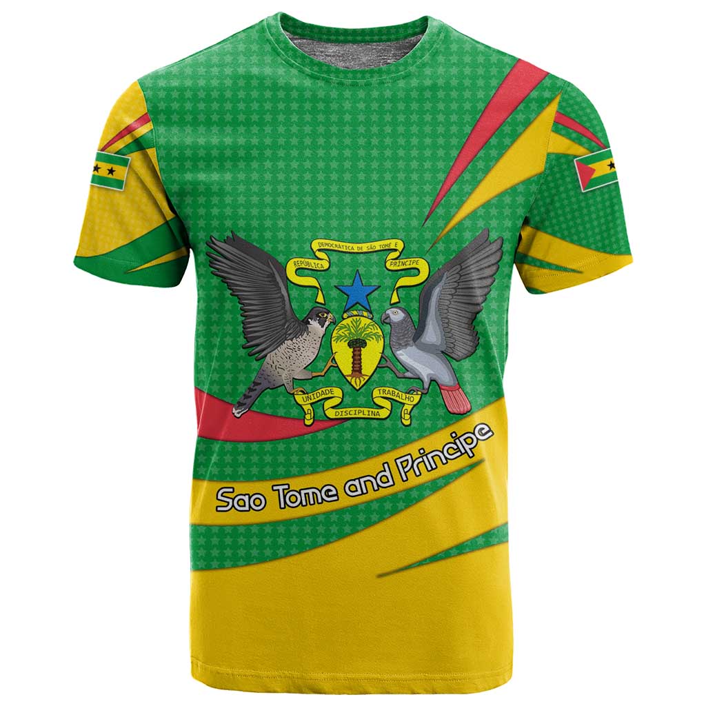 Sao Tome and Principe National Emblem T shirt Green Yellow Flag Pattern TS04