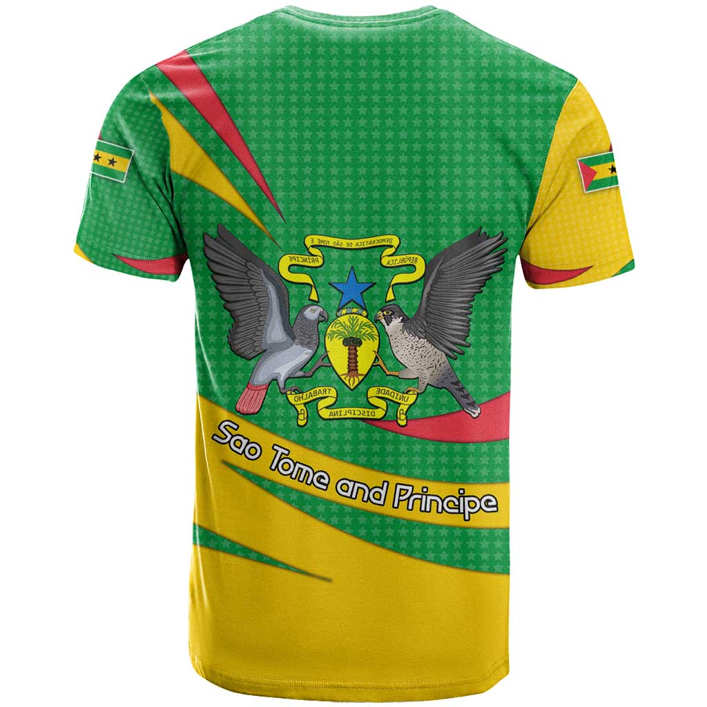 Sao Tome and Principe National Emblem T shirt Green Yellow Flag Pattern TS04