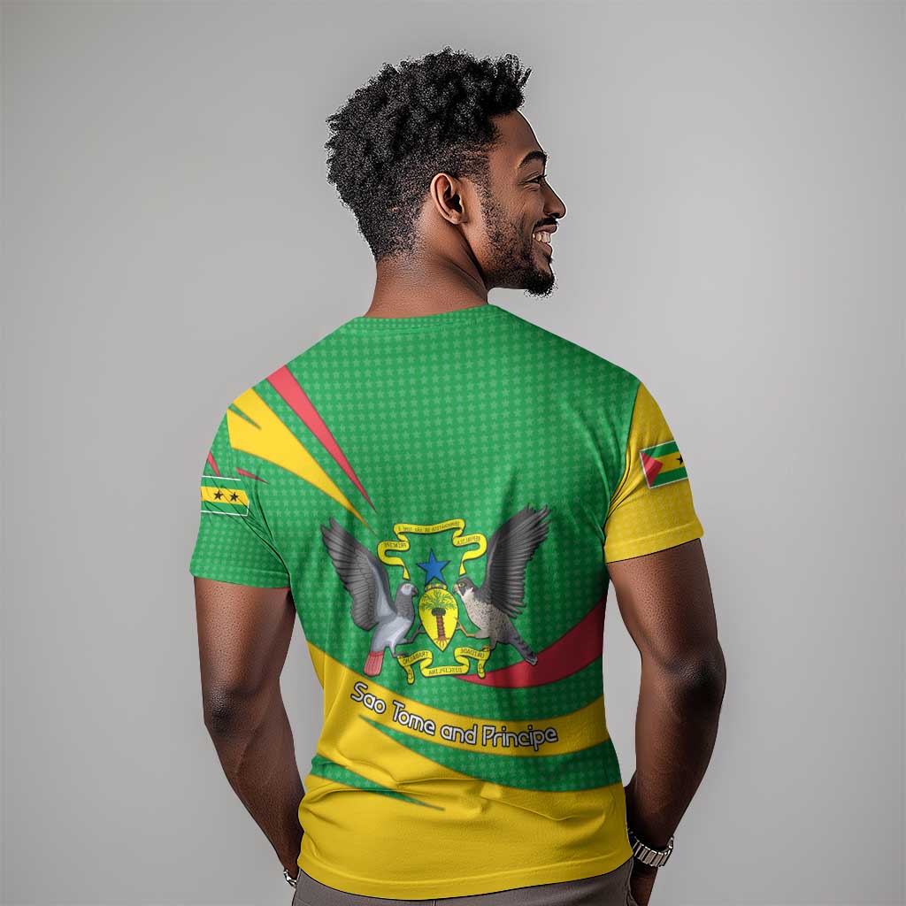 Sao Tome and Principe National Emblem T shirt Green Yellow Flag Pattern TS04