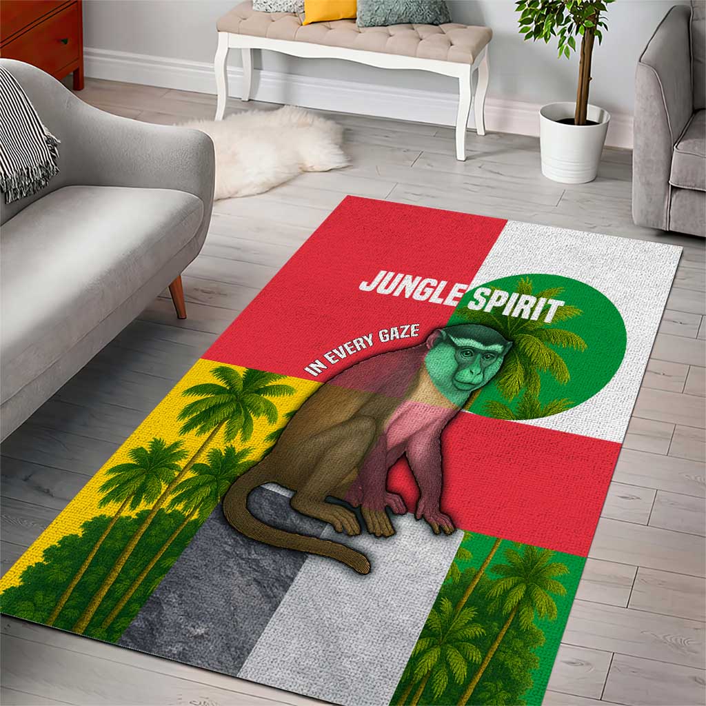 Jungle Spirit Monkey Area Rug Sao Tome and Principe Tropical Flag Color TS04