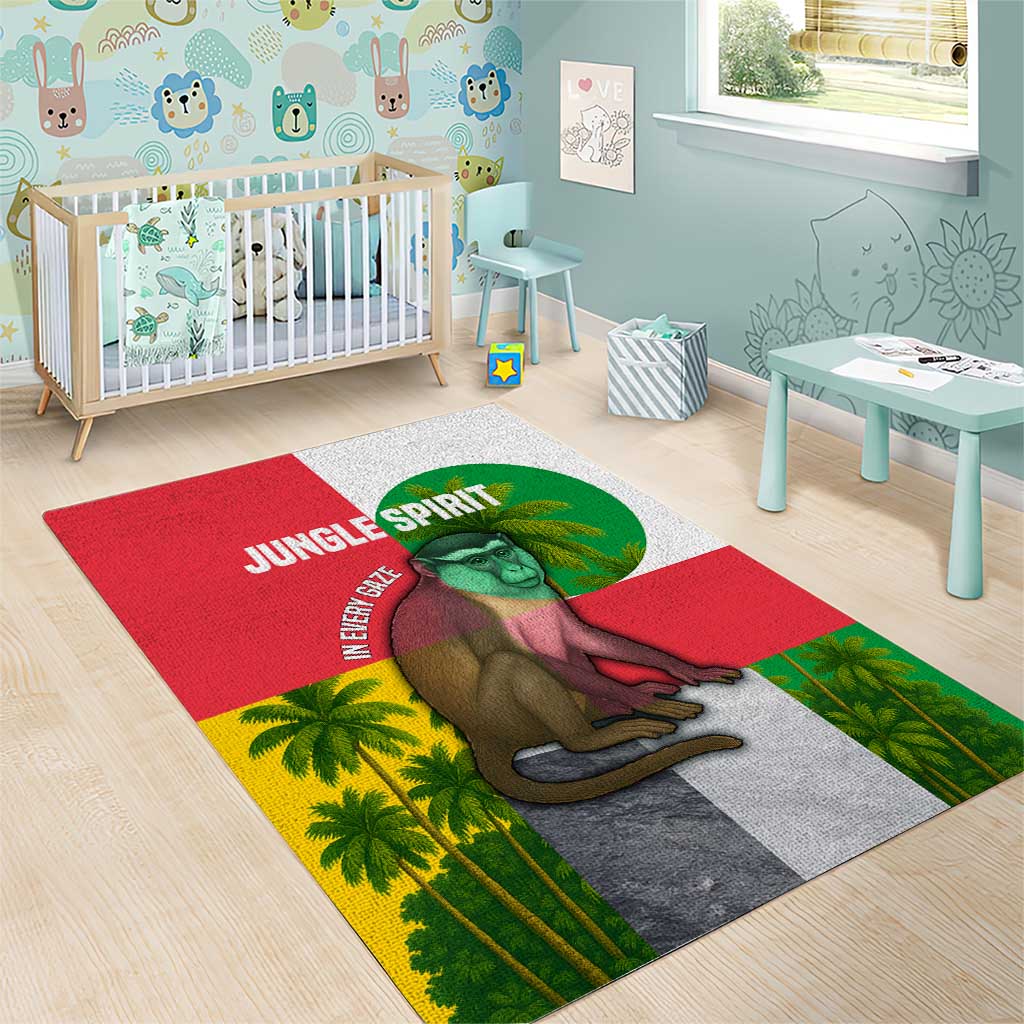 Jungle Spirit Monkey Area Rug Sao Tome and Principe Tropical Flag Color TS04
