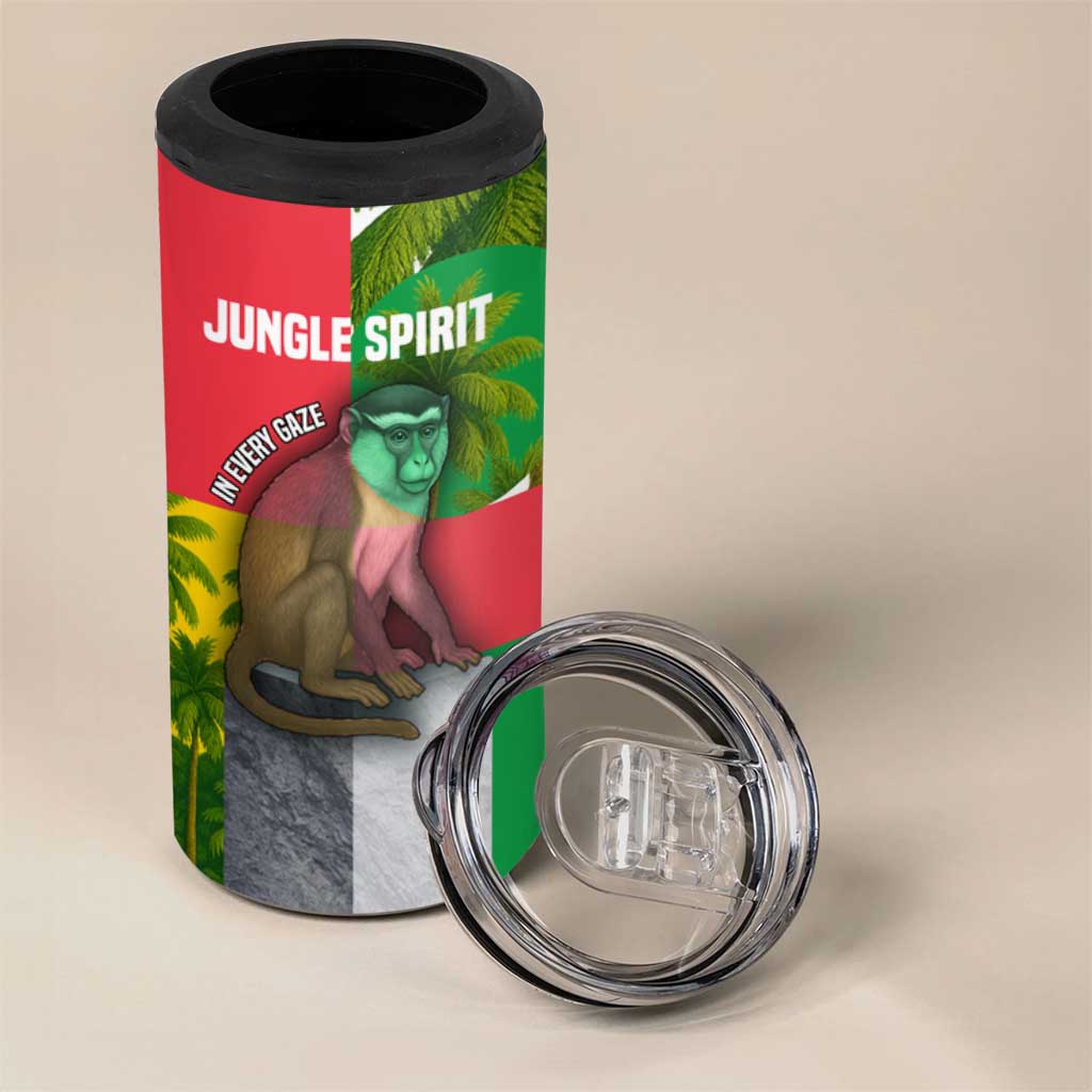 Jungle Spirit Monkey 4 in 1 Can Cooler Tumbler Sao Tome and Principe Tropical Flag Color TS04