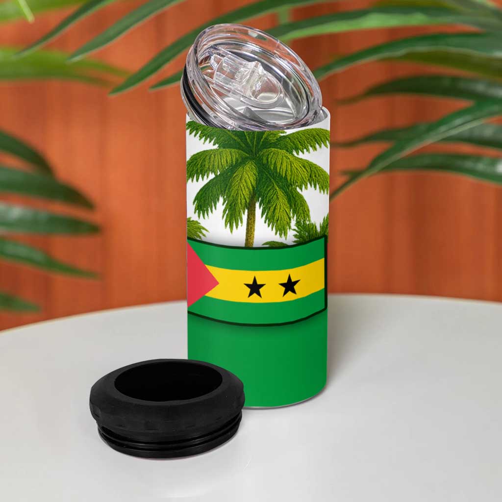 Jungle Spirit Monkey 4 in 1 Can Cooler Tumbler Sao Tome and Principe Tropical Flag Color TS04