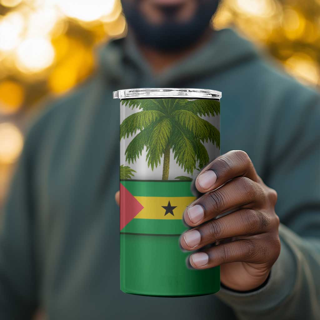 Jungle Spirit Monkey 4 in 1 Can Cooler Tumbler Sao Tome and Principe Tropical Flag Color TS04