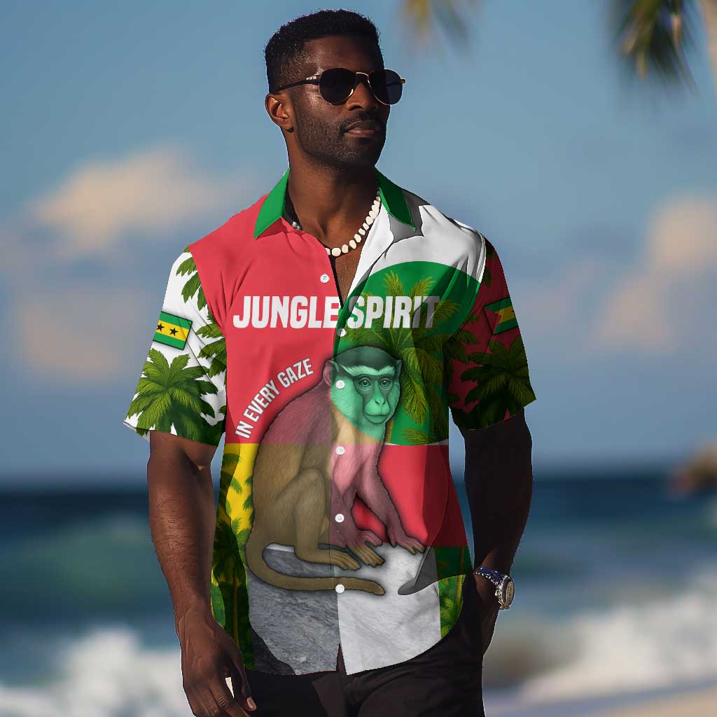 Jungle Spirit Monkey Hawaiian Shirt Sao Tome and Principe Tropical Flag Color TS04