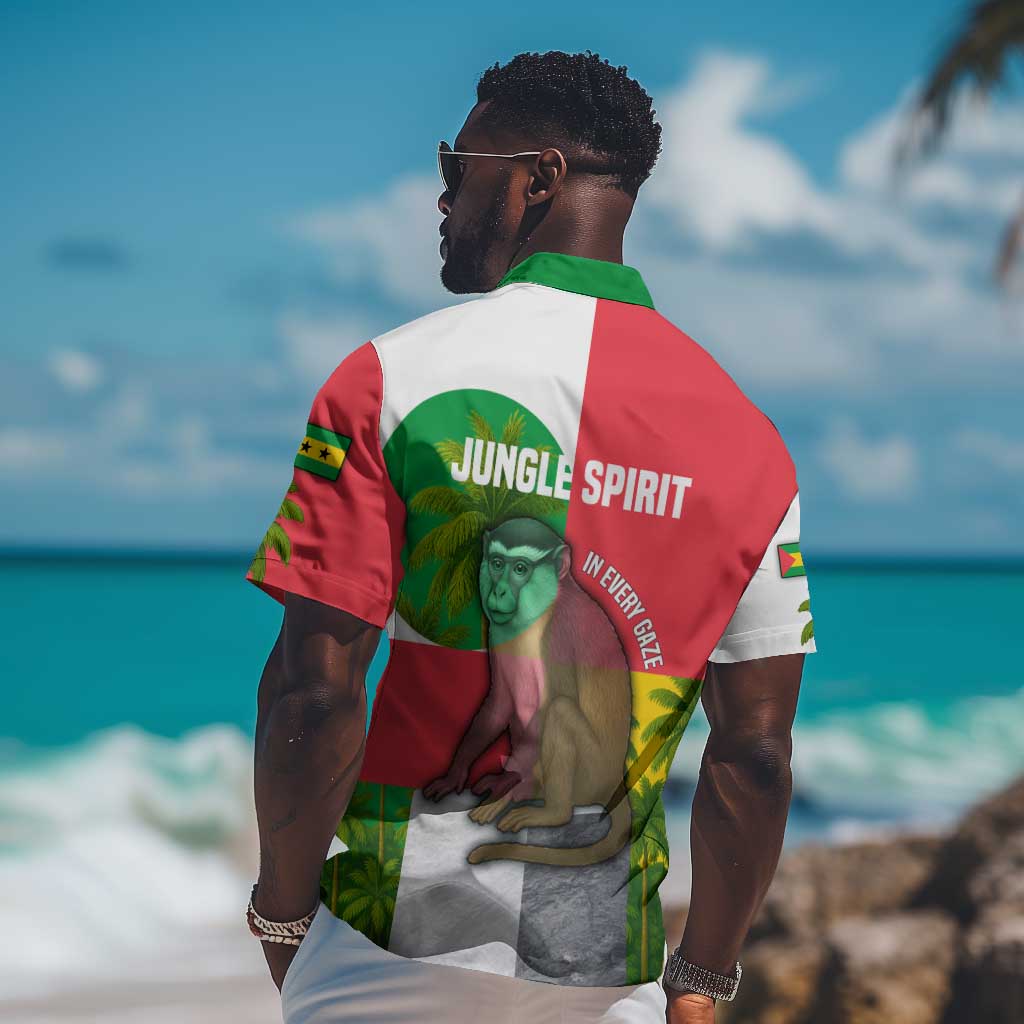 Jungle Spirit Monkey Hawaiian Shirt Sao Tome and Principe Tropical Flag Color TS04