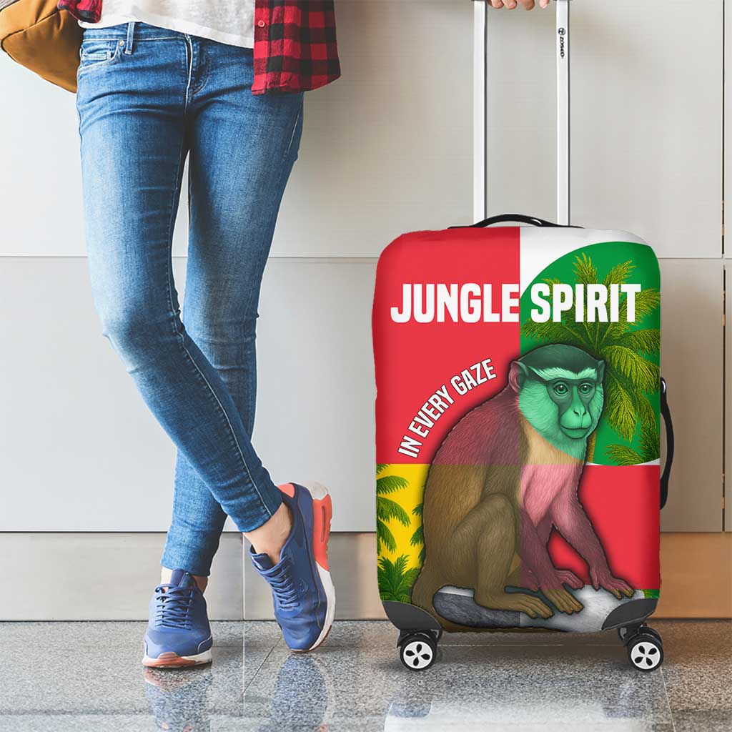 Jungle Spirit Monkey Luggage Cover with Sao Tome and Principe Tropical Flag Color Blocks TS04