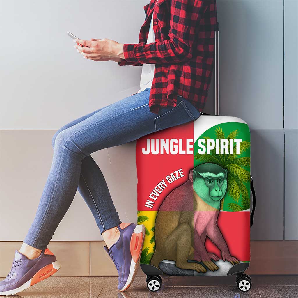 Jungle Spirit Monkey Luggage Cover with Sao Tome and Principe Tropical Flag Color Blocks TS04