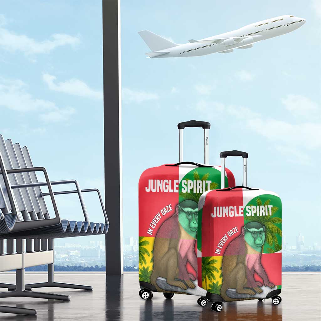Jungle Spirit Monkey Luggage Cover with Sao Tome and Principe Tropical Flag Color Blocks TS04