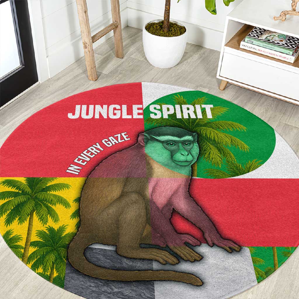 Jungle Spirit Monkey Round Carpet Sao Tome and Principe Tropical Flag Color TS04