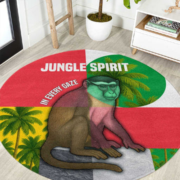 Jungle Spirit Monkey Round Carpet Sao Tome and Principe Tropical Flag Color TS04