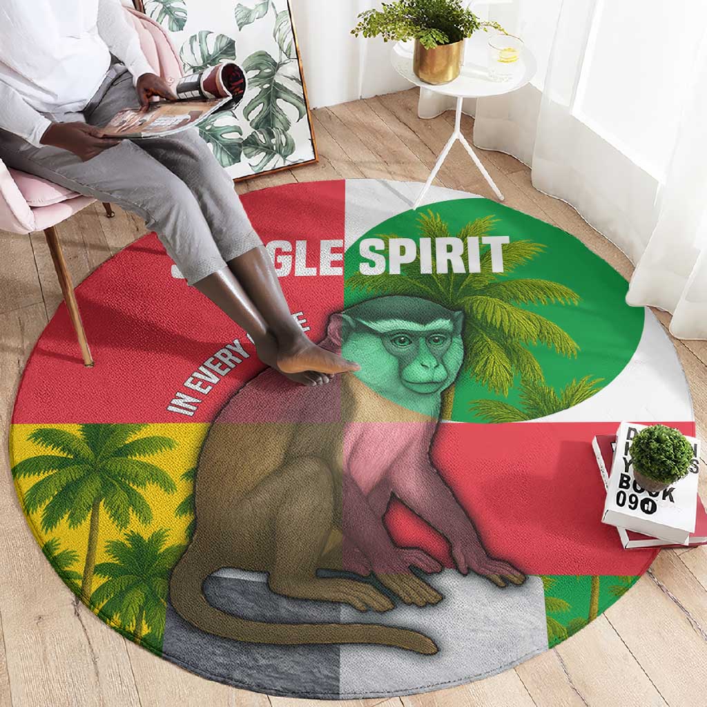 Jungle Spirit Monkey Round Carpet Sao Tome and Principe Tropical Flag Color TS04