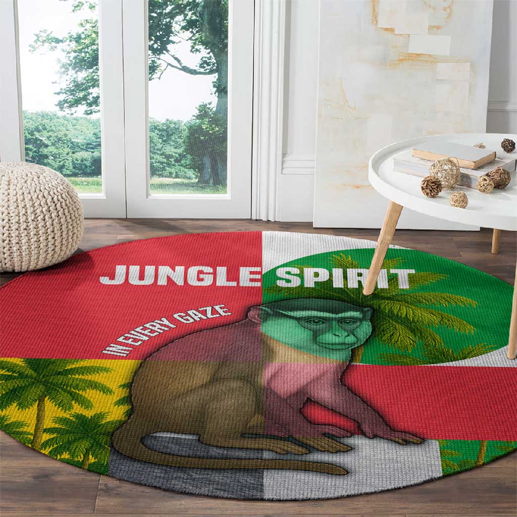 Jungle Spirit Monkey Round Carpet Sao Tome and Principe Tropical Flag Color TS04