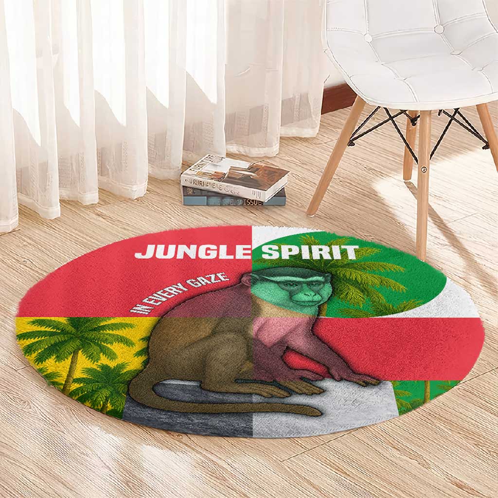 Jungle Spirit Monkey Round Carpet Sao Tome and Principe Tropical Flag Color TS04