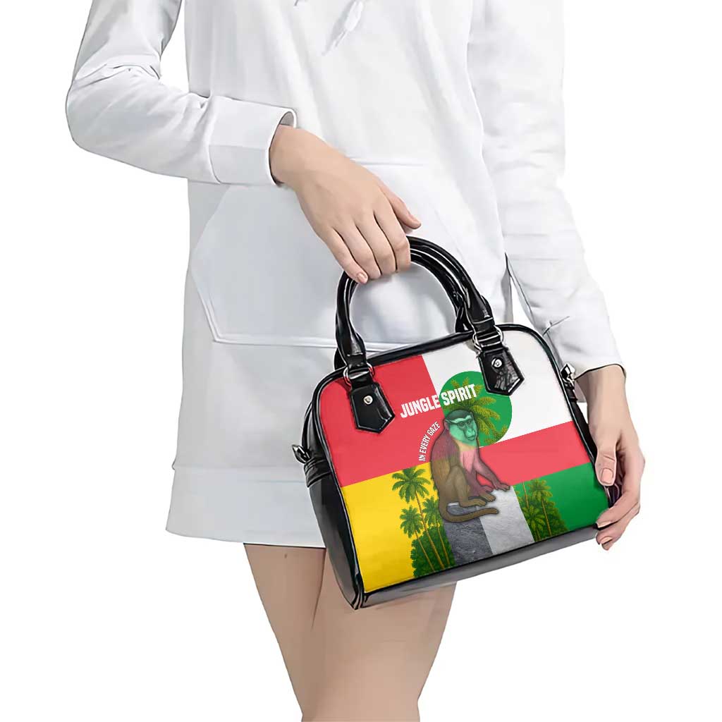 Jungle Spirit Monkey Shoulder Handbag with Sao Tome and Principe Tropical Flag Color Blocks TS04