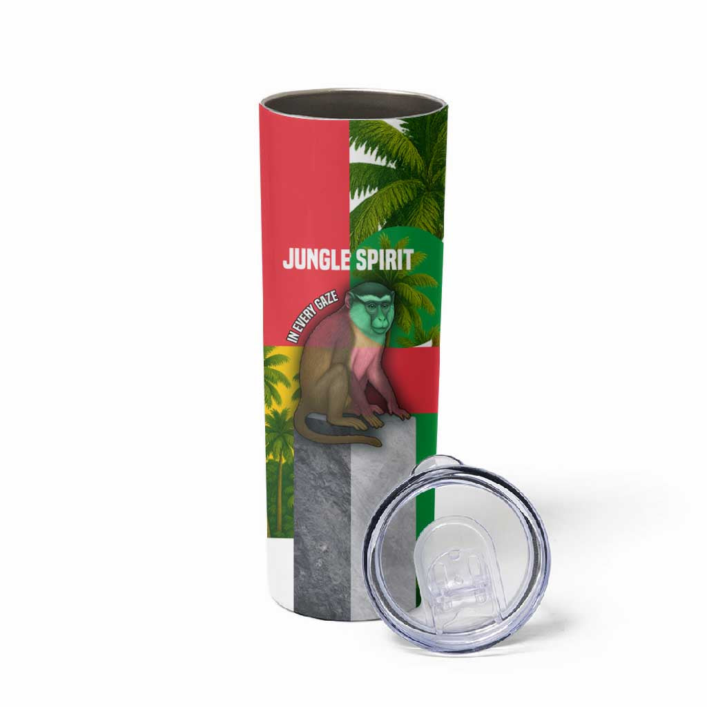 Jungle Spirit Monkey Skinny Tumbler Sao Tome and Principe Tropical Flag Color TS04