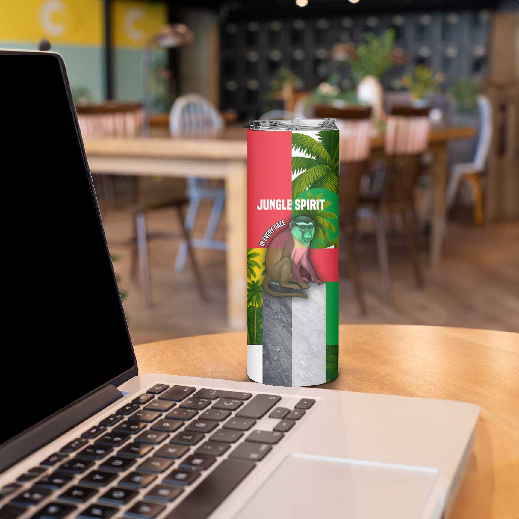 Jungle Spirit Monkey Skinny Tumbler Sao Tome and Principe Tropical Flag Color TS04