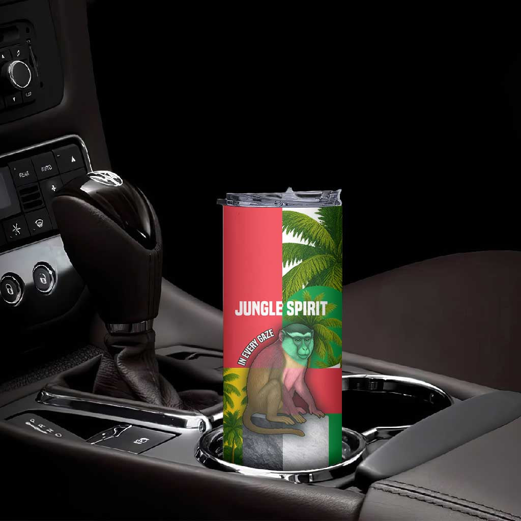 Jungle Spirit Monkey Skinny Tumbler Sao Tome and Principe Tropical Flag Color TS04
