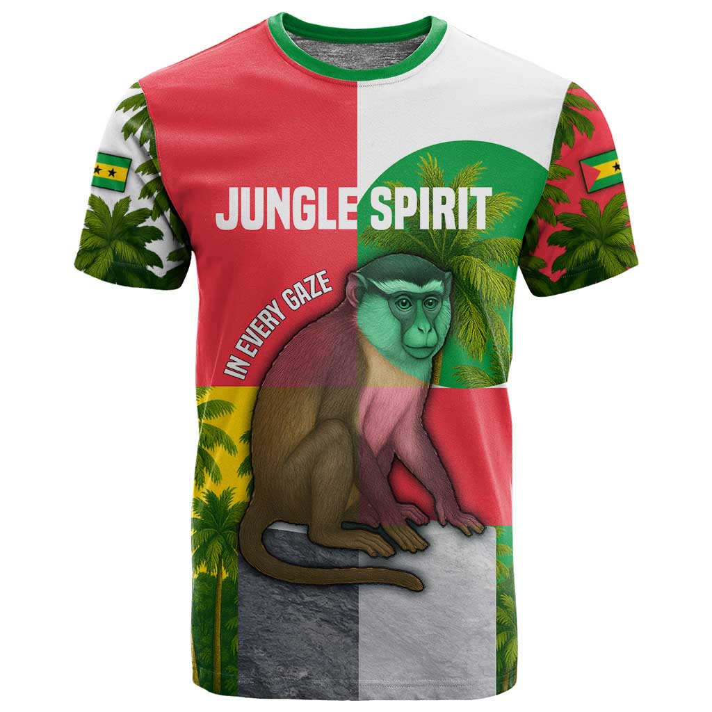 Jungle Spirit Monkey T shirt Sao Tome and Principe Tropical Flag Color TS04