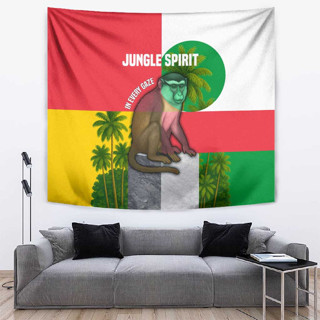 Jungle Spirit Monkey Tapestry Sao Tome and Principe Tropical Flag Color TS04