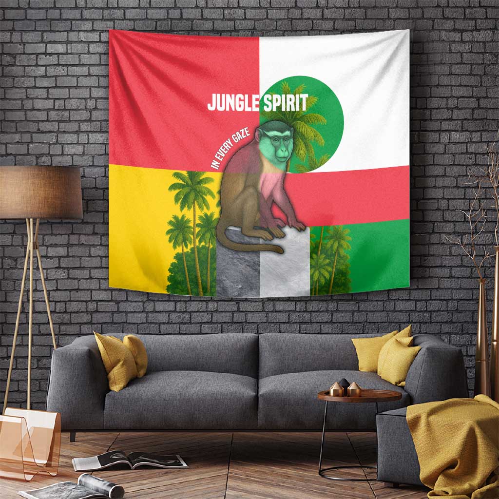 Jungle Spirit Monkey Tapestry Sao Tome and Principe Tropical Flag Color TS04