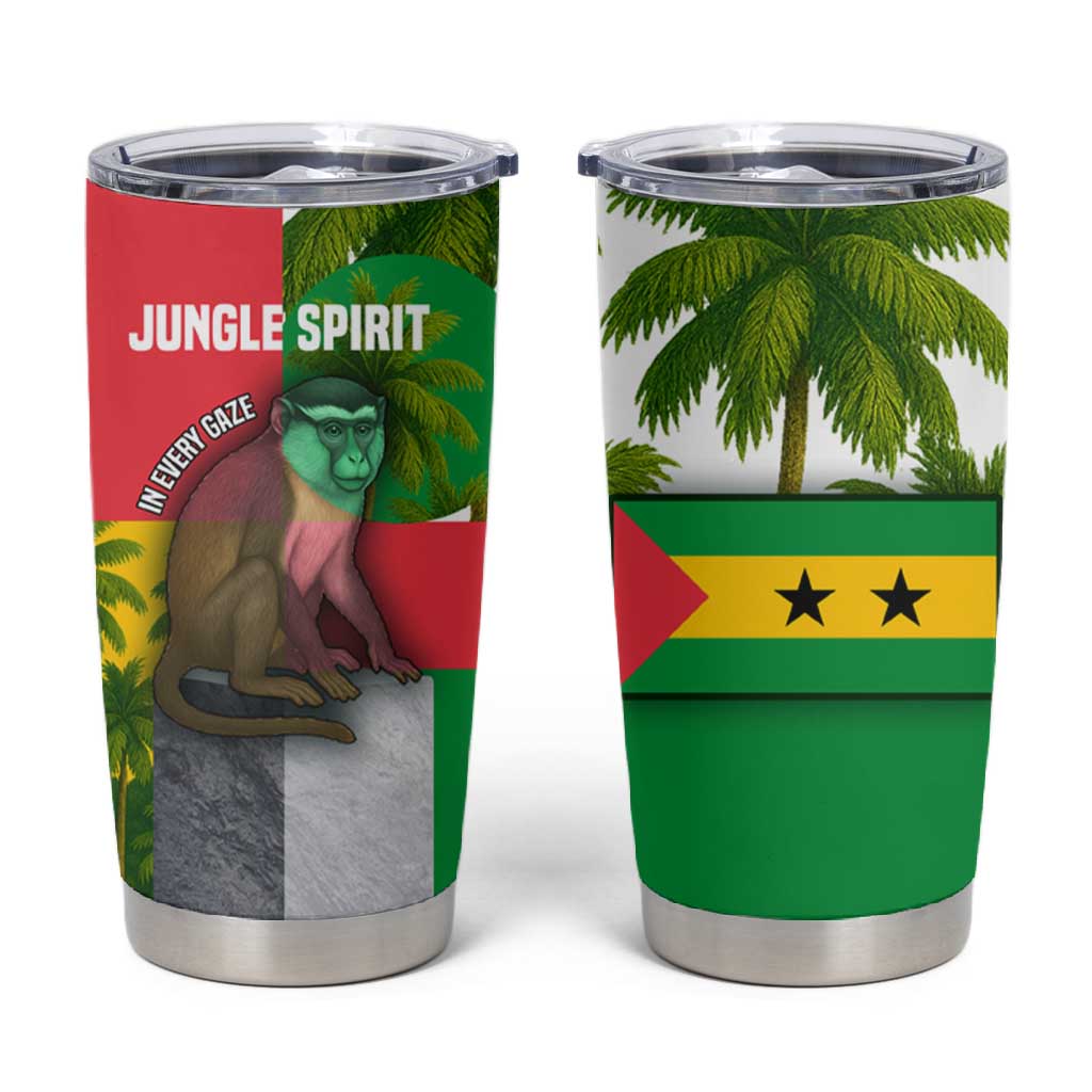 Jungle Spirit Monkey Tumbler Cup Sao Tome and Principe Tropical Flag Color TS04