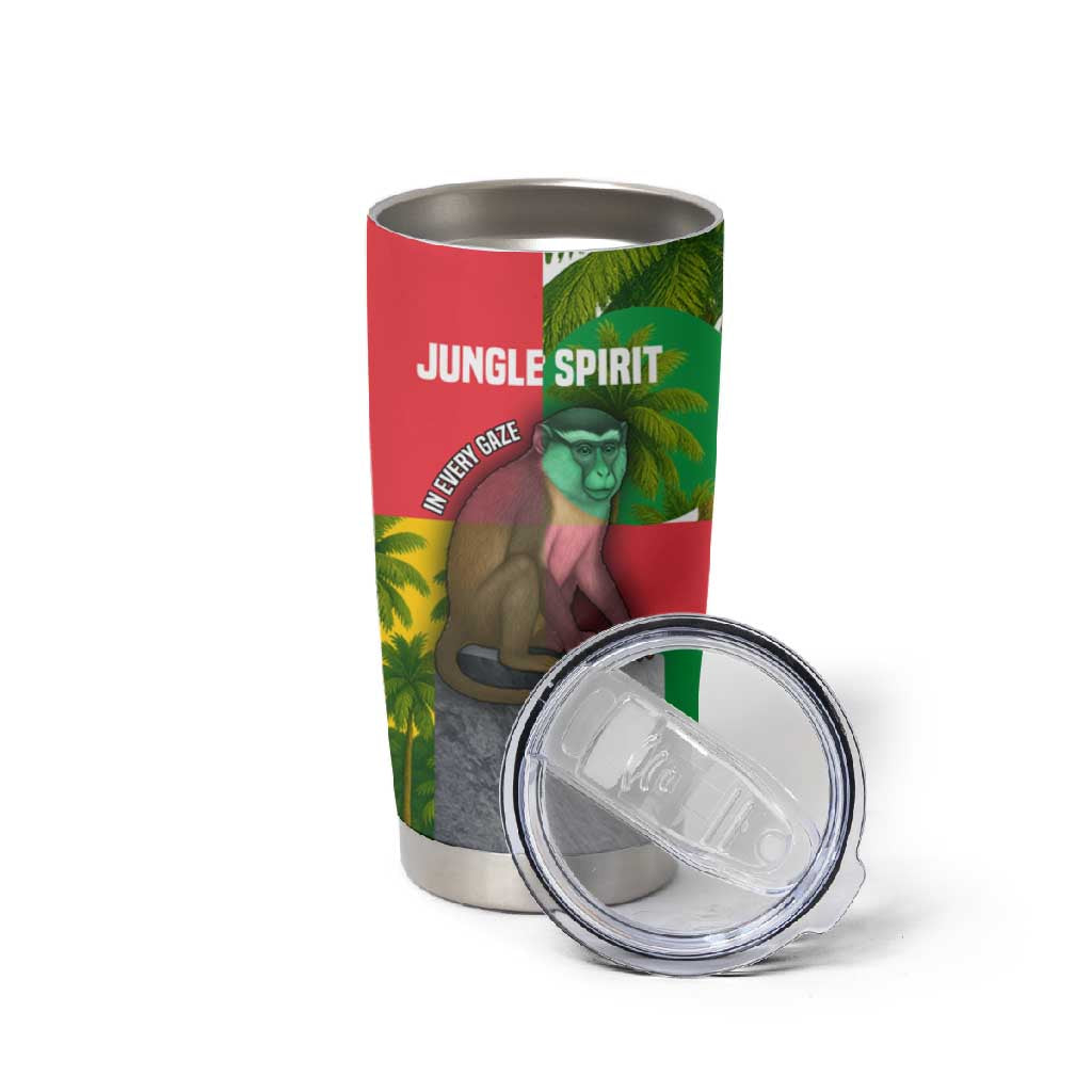 Jungle Spirit Monkey Tumbler Cup Sao Tome and Principe Tropical Flag Color TS04