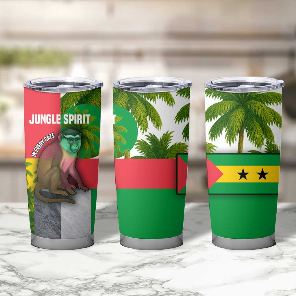 Jungle Spirit Monkey Tumbler Cup Sao Tome and Principe Tropical Flag Color TS04