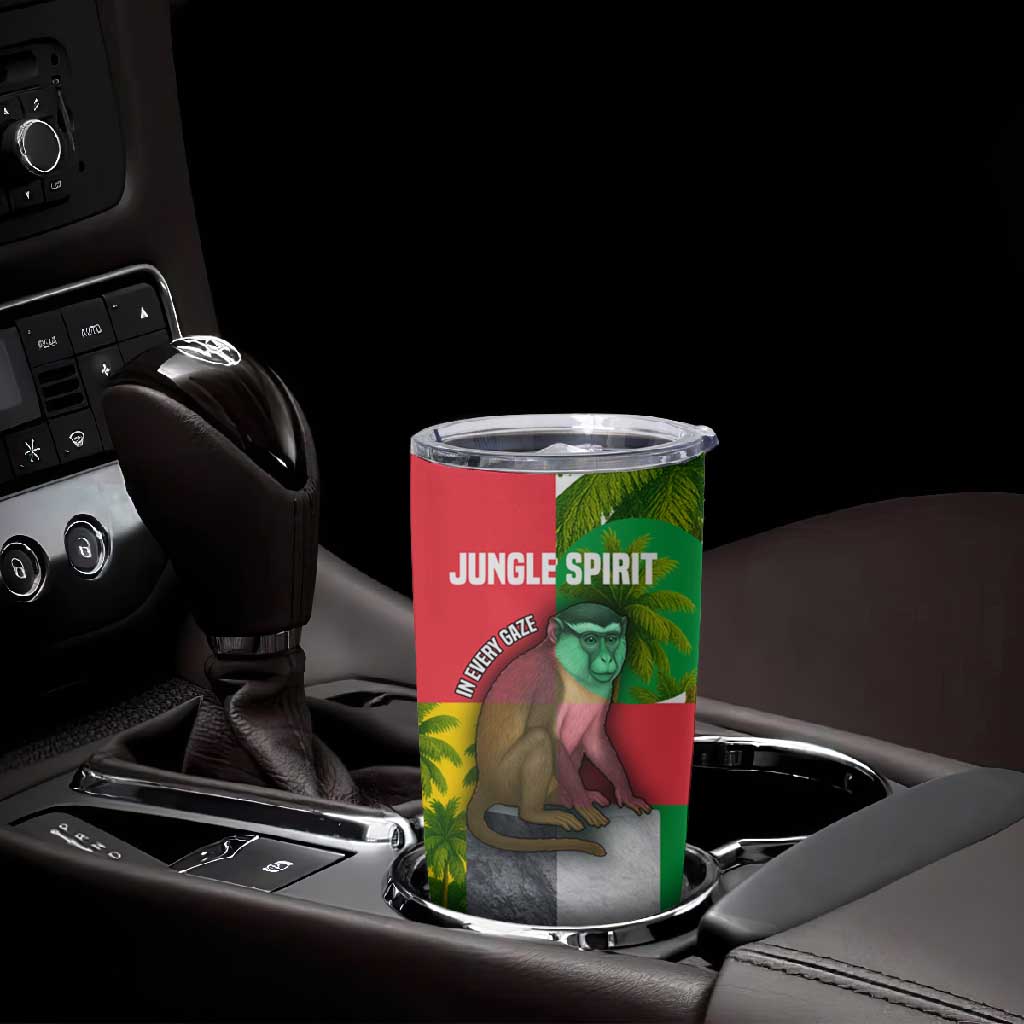 Jungle Spirit Monkey Tumbler Cup Sao Tome and Principe Tropical Flag Color TS04