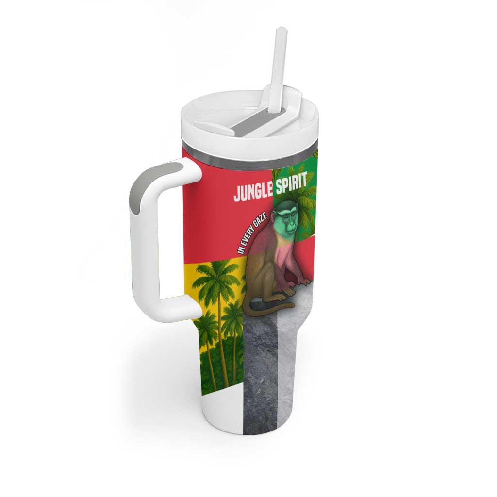 Jungle Spirit Monkey Tumbler With Handle Sao Tome and Principe Tropical Flag Color TS04